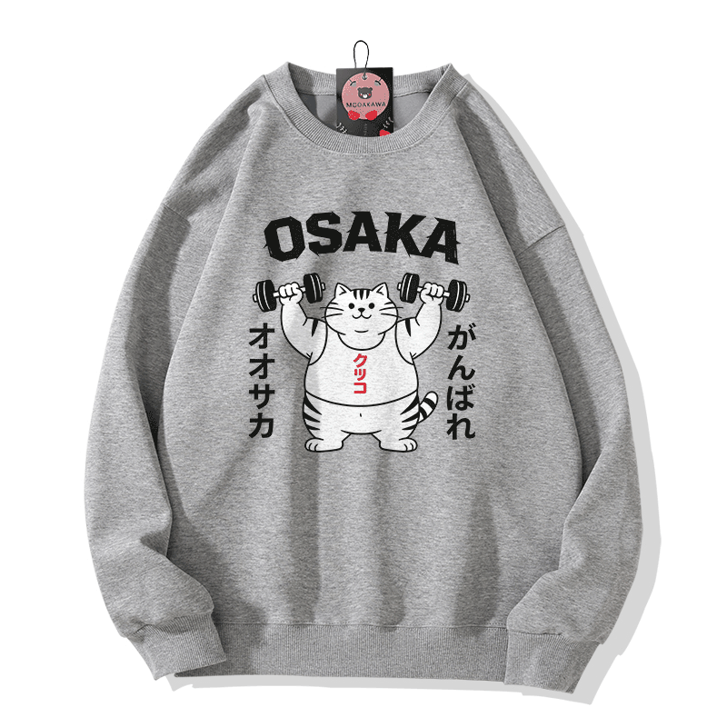 OSAKA Gym Cat Graphic Modakawa Sweatshirt - Grey - 5XL - image 3