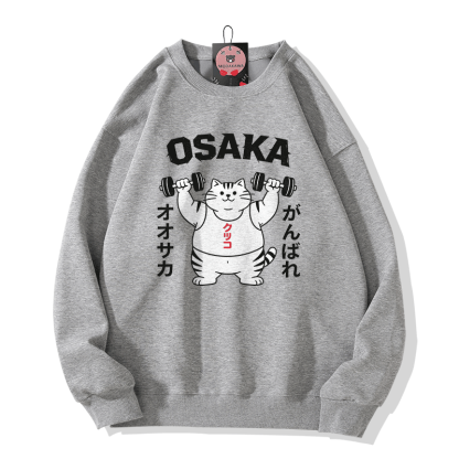 OSAKA Gym Cat Graphic Modakawa Sweatshirt - Grey - 5XL - image 3