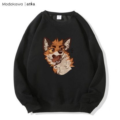MODAKAWA X atka Sweatshirt mit verspieltem Fuchsgesicht-Grafik - Black - 5XL - image 4