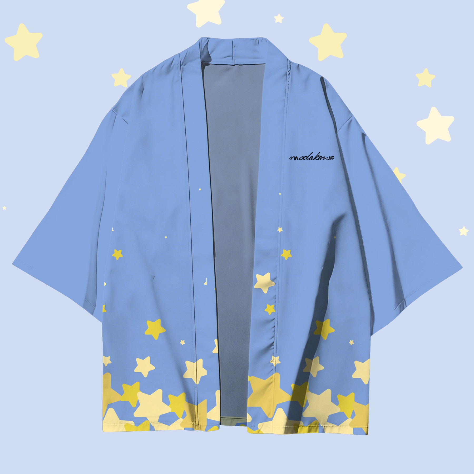 Modakawa Cardigan mit Sternenmuster und Farben -Design, Kimono-Oberbekleidung - image 5