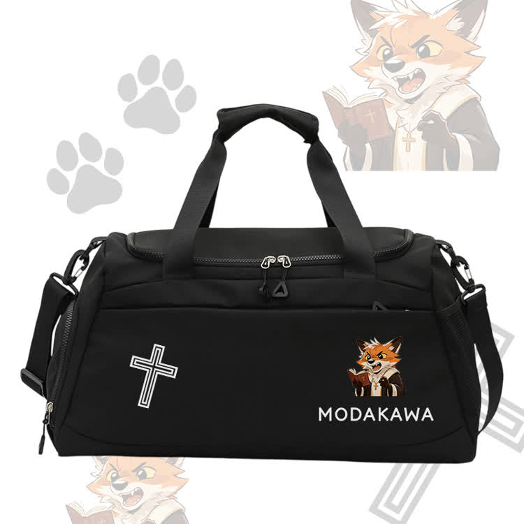 Fox liest Buch Grafik Modakawa Sporttasche mit großem Fassungsvermögen - Black - 55*28*26 cm - image 3