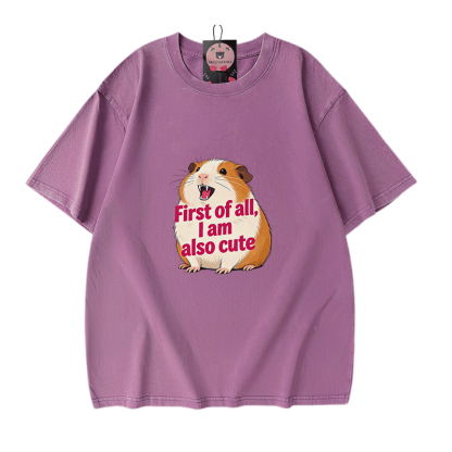Modakawa Vintage T-Shirt mit Hamster-Motiv, gewaschen aus 100 % Baumwolle - Purple - 5XL - image 6