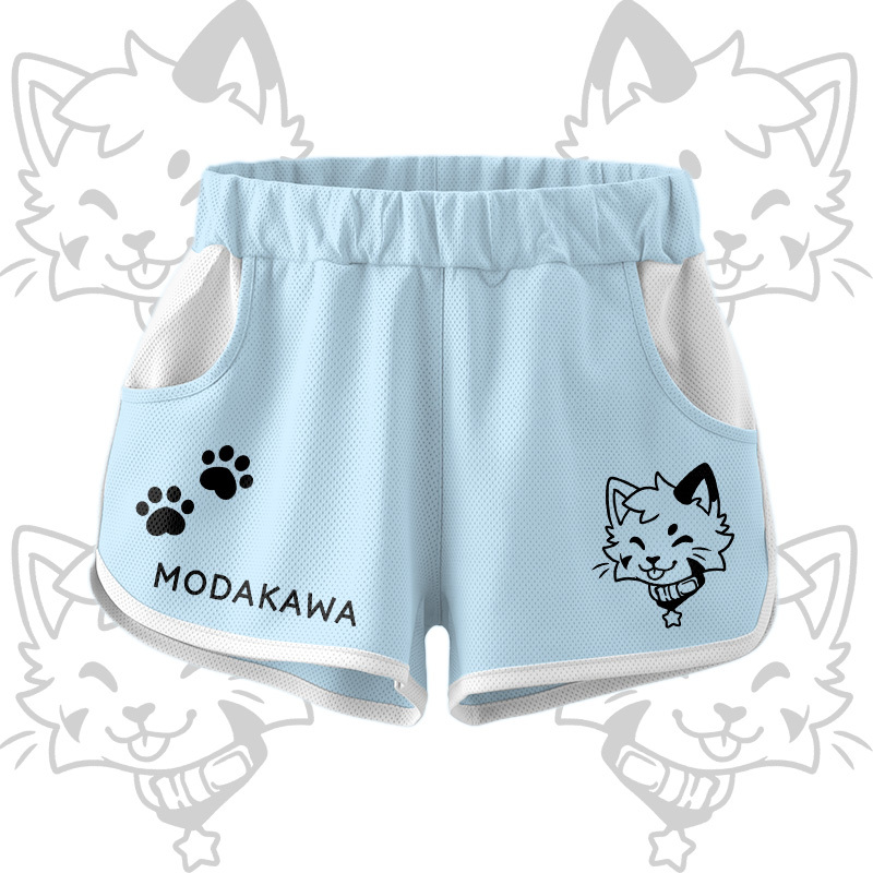 Kitty Graphic Crop Tank Sport Top Shorts Bikini Modakawa Matching Outfit - Blue Shorts - 5XL - image 11