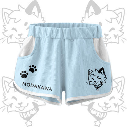 Kitty Graphic Crop Tank Sport Top Shorts Bikini Modakawa Matching Outfit - Blue Shorts - 5XL - image 11