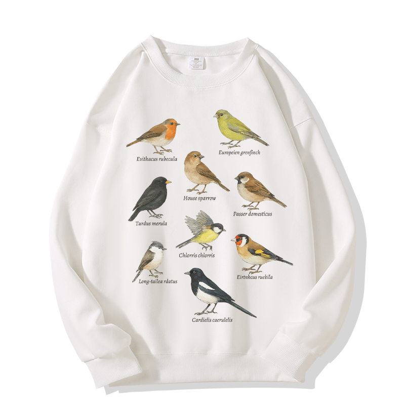 Sweatshirt mit Vogelillustration und Rundhalsausschnitt - White - 5XL - image 3
