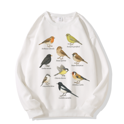 Sweatshirt mit Vogelillustration und Rundhalsausschnitt - White - 5XL - image 3