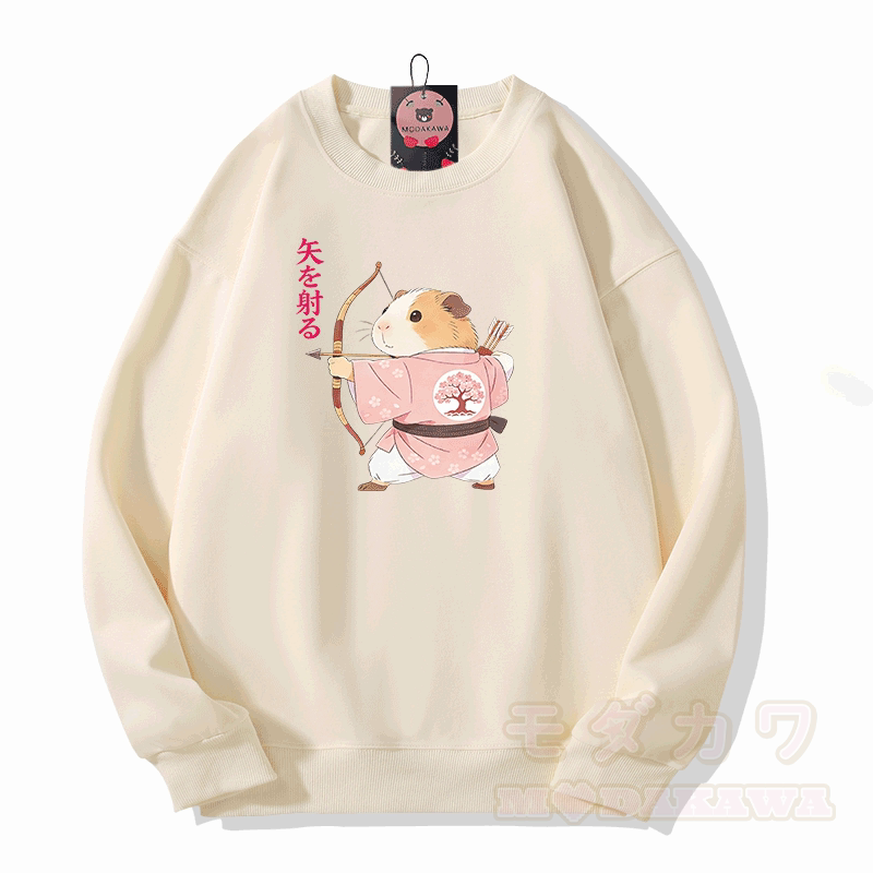 Modakawa Sweatshirt mit Kugelfisch-Grafik - Beige - 5XL - image 4