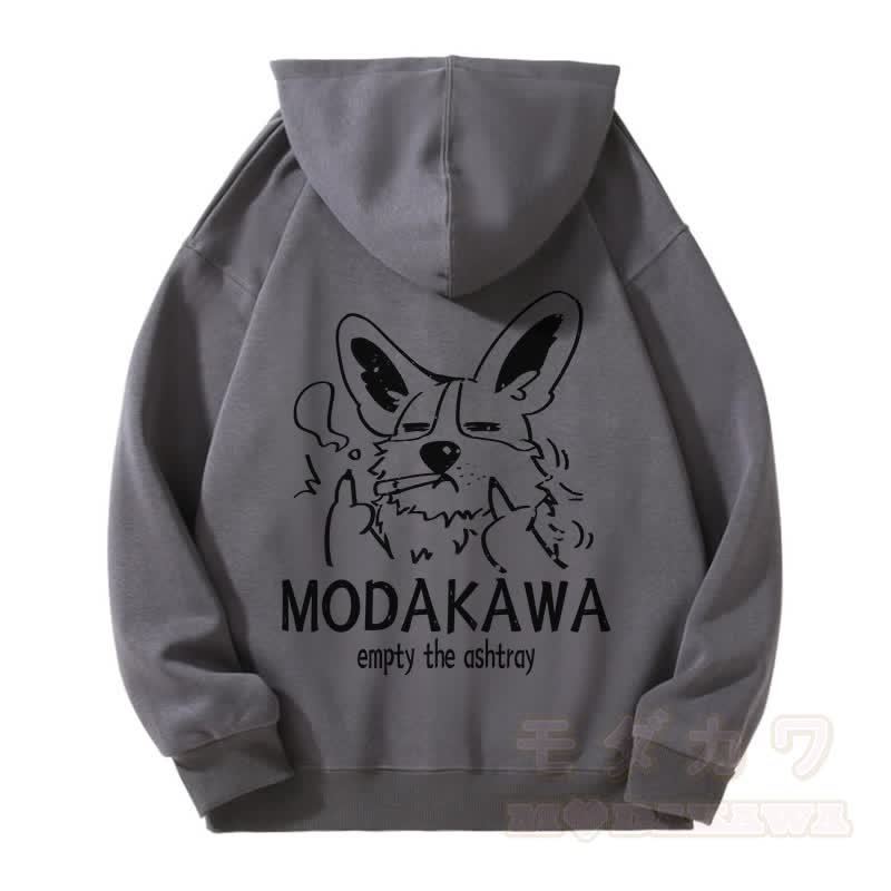 MODAKAWA TAR Kapuzenpullover mit Reißverschluss und Fleecefutter, Motiv „Grumpy Smoking Puppy“ - Dunkelgrau - 5XL - image 3