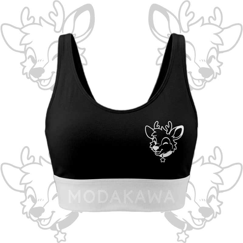 Hirsch-Grafik Crop Tank Top Sport Shorts Bikini Modakawa passendes Outfit - Black Top - 5XL - image 4