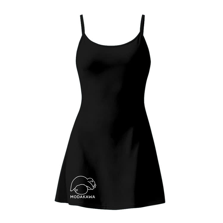 Modakawa ärmelloses Workout-Tenniskleid mit Farbverlauf und versteckten Taschenshorts mit Katzenmotiv - Black - 2XL - image 7