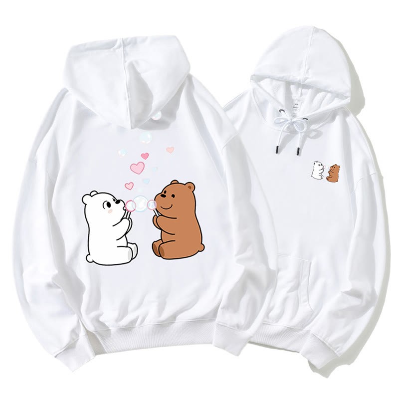 Bären Blasen Blasen Grafik Paar Passender Hoodie - White - 5XL - image 3