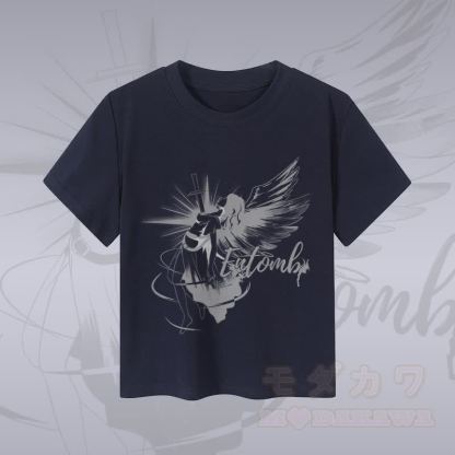 MODAKAWA ENTOMB Fallen Angel Graphic Damen Cropped T-Shirt 92% gekämmte Baumwolle - Purpurblau - XL - image 3