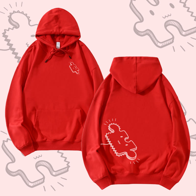 MODAKAWA Puzzle Graphic Partner-Hoodie - Red - 5XL - image 5