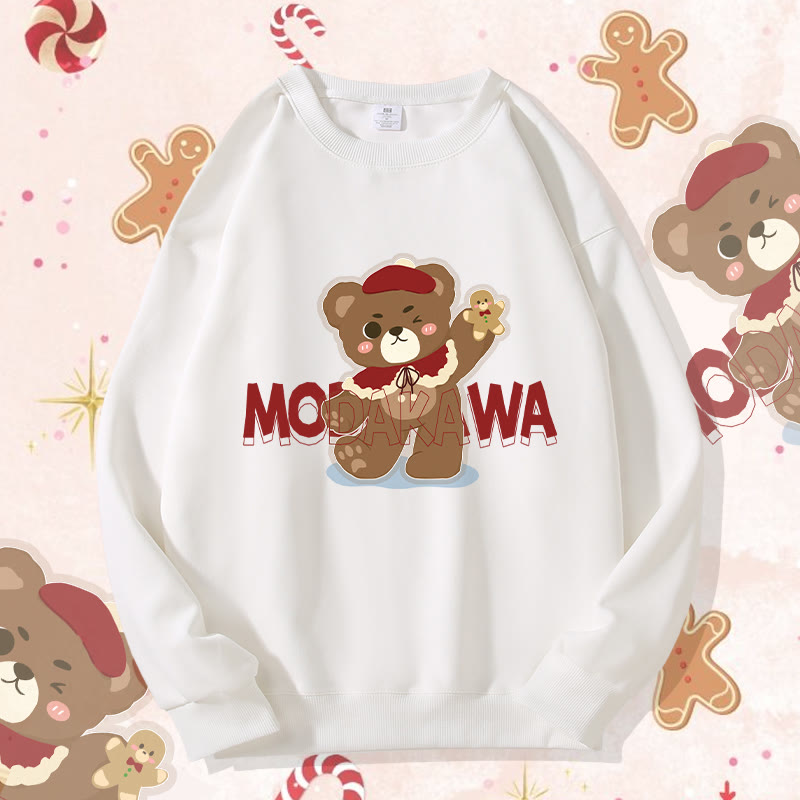 MODAKAWA Unisex-Sweatshirt mit Weihnachtsbär-Motiv - White A - 5XL - image 4