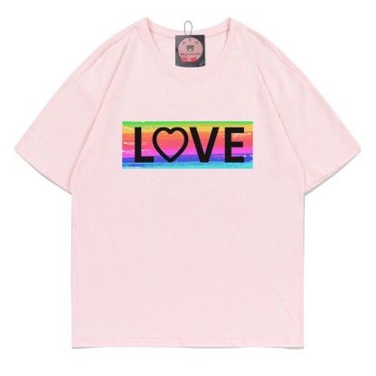Modakawa T-Shirt mit Regenbogenprint und Liebesmotiv - Pink - 5XL - image 4