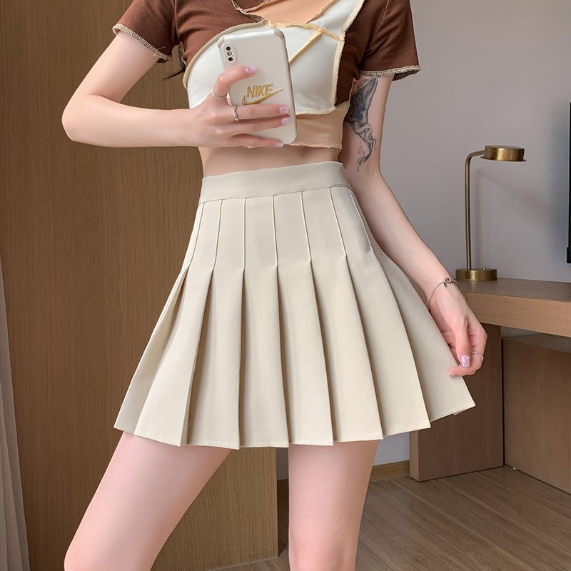 Preppy-Rock mit hohem Bund und A-Linien-Falten - Aprikose - 2XL - image 7