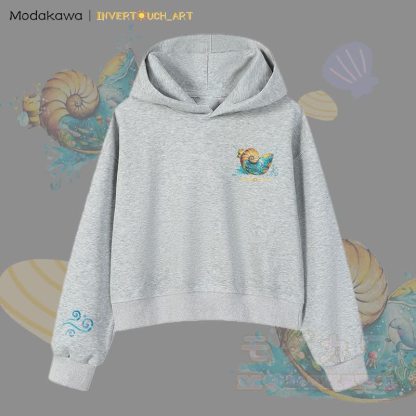 MODAKAWA X INVERTOUCH_ART Ocean Shell Bee Graphic Modakawa Cropped Cotton Hoodie - Grau C - 3XL - image 15