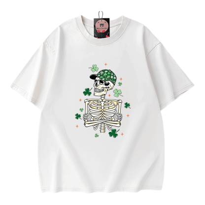 Modakawa Vintage T-Shirt aus 100 % Baumwolle mit St. Patrick's Day-Motiv (gewaschen). - White - 5XL - image 3