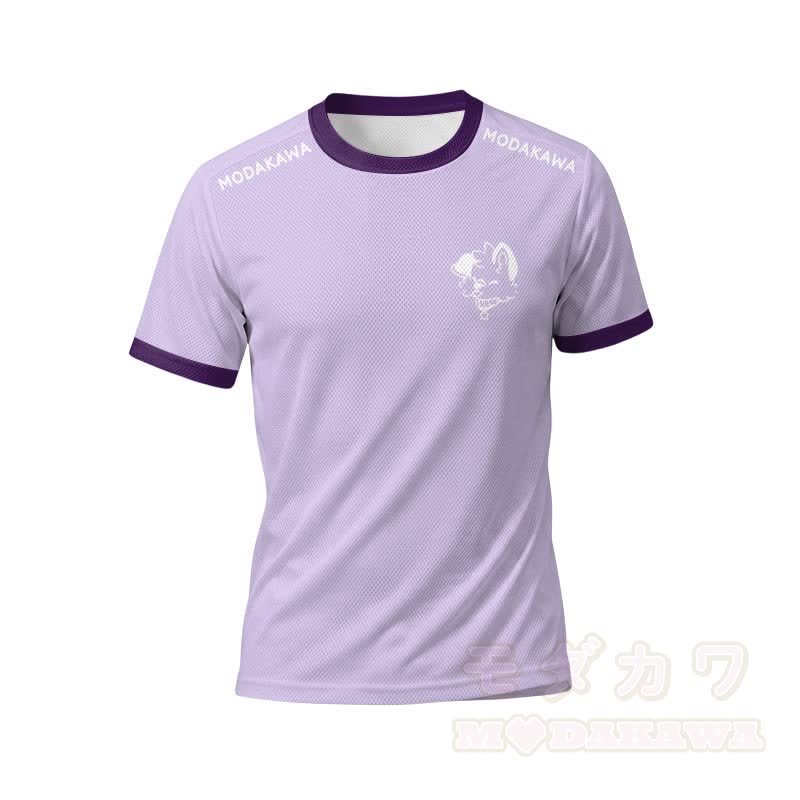 MODAKAWA X popipeko Herren-Sport-T-Shirt mit Welpenmotiv und passender Shorts mit Kordelzug - Lila Top - 5XL - image 4