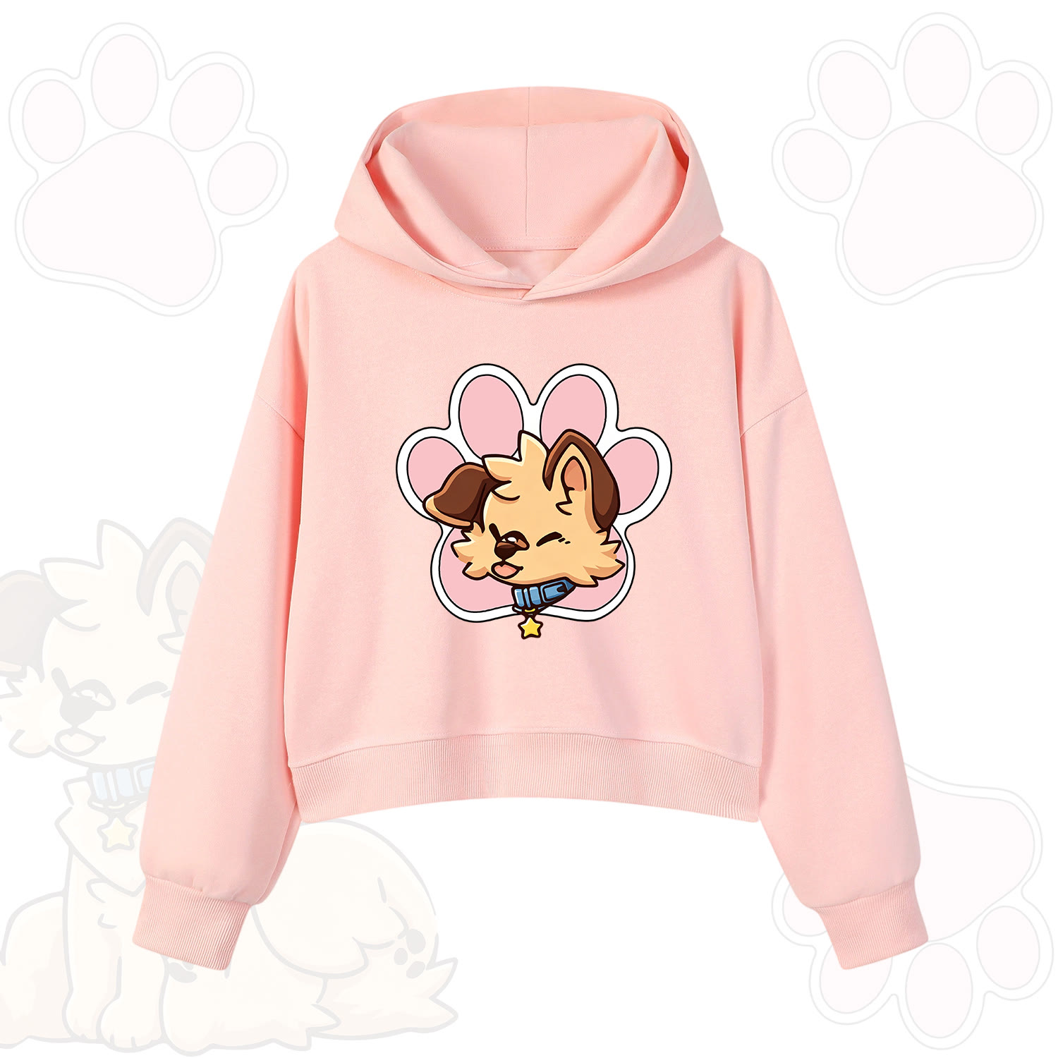 MODAKAWA X popipeko Hoodie mit niedlichem Welpenprint - Rosa - 3XL - image 5