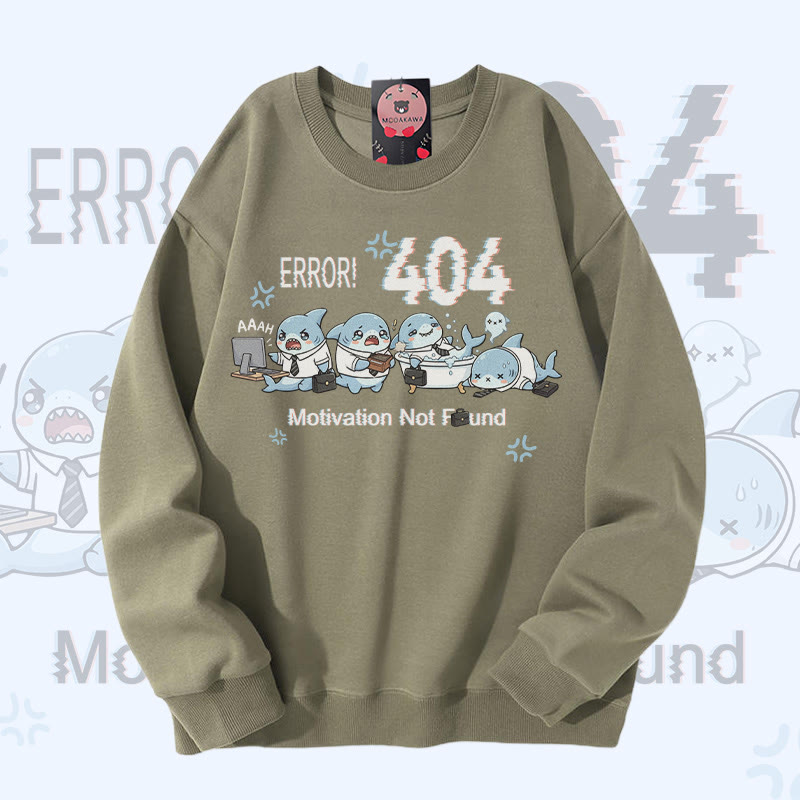 ERROR 404 MOTIVATION NICHT GEFUNDEN Shark Graphic Modakawa Sweatshirt - Light Khaki - 5XL - image 2