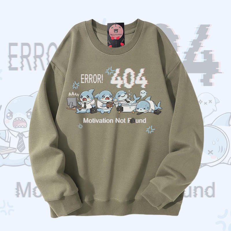 ERROR 404 MOTIVATION NICHT GEFUNDEN Shark Graphic Modakawa Sweatshirt - Light Khaki - 5XL - image 2