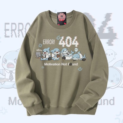 ERROR 404 MOTIVATION NICHT GEFUNDEN Shark Graphic Modakawa Sweatshirt - Light Khaki - 5XL - image 2
