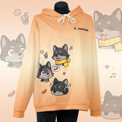 MODAKAWA Pullover-Hoodie mit verspieltem Koda-Welpen-Grafikprint und Farbverlauf - Orange - 6XL - image 3