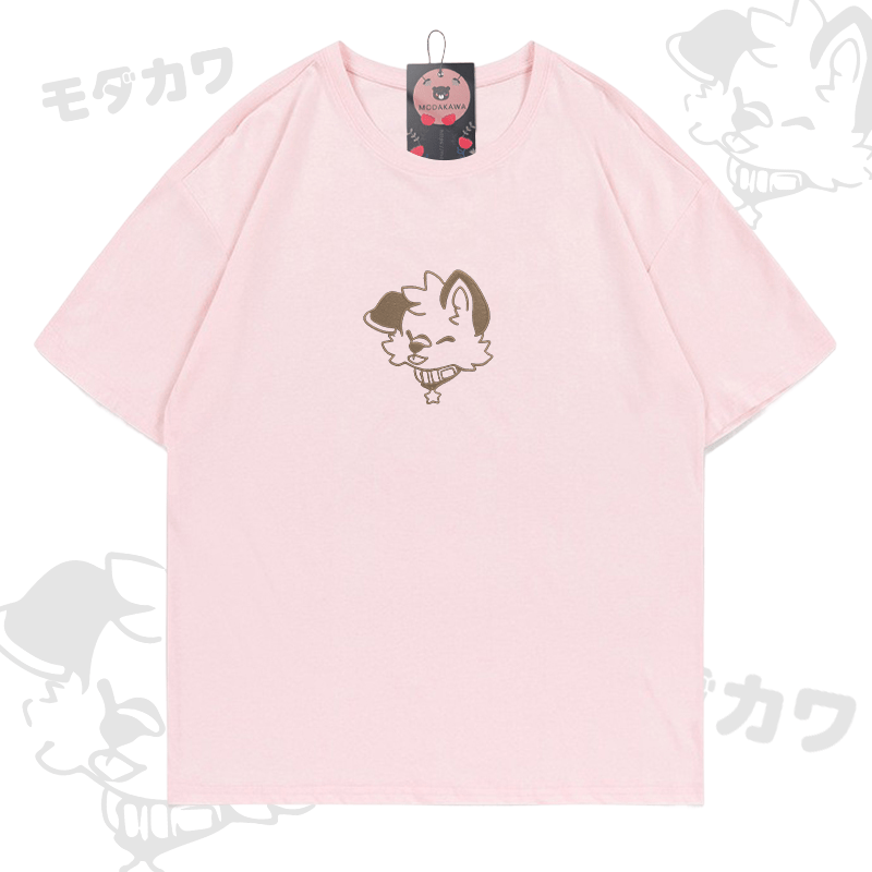 MODAKAWA X popipeko Besticktes T-Shirt aus Baumwolle mit fröhlichem Welpenmotiv - Pink - 5XL - image 7