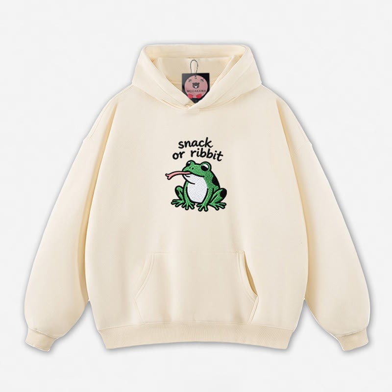 SNACK OR RIBBIT Frosch-Grafik-Hoodie (locker) - Apricot - 5XL - image 7