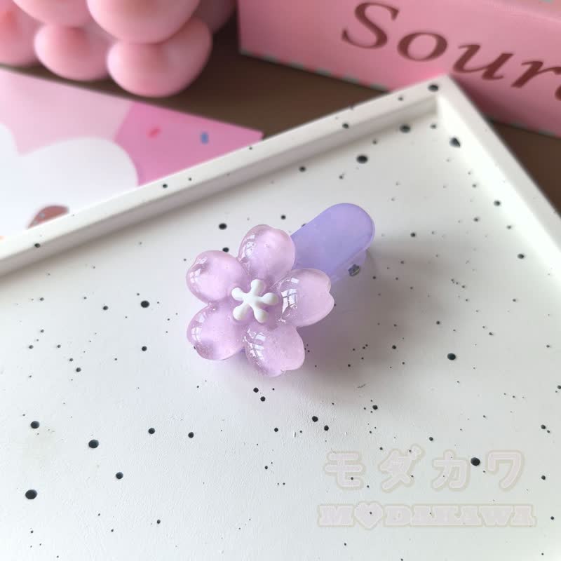 Niedliche transparente Haarspangen mit Blumen - Lila Einzelblüte - image 17