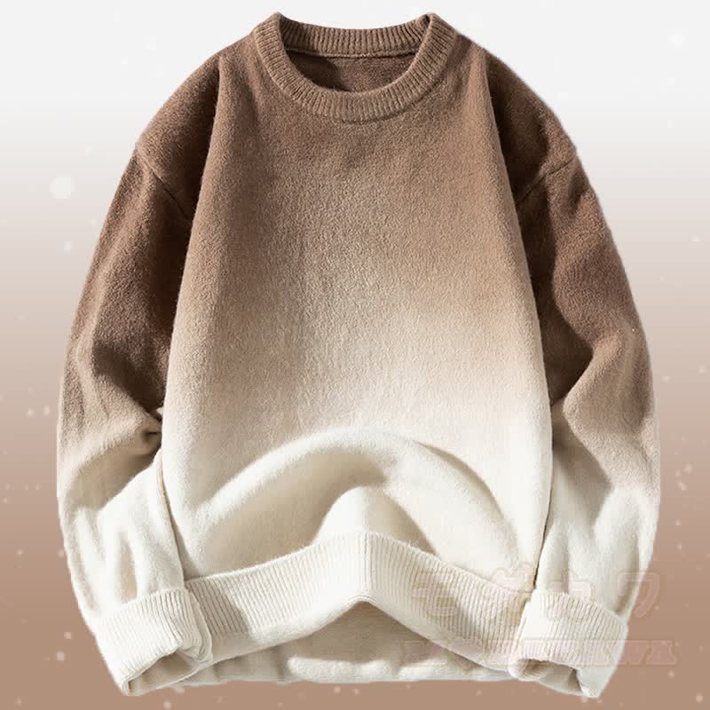 Zweiteiler: Strickpullover mit Farbverlauf und Cordhose - Brauner Pullover - 3XL - image 10