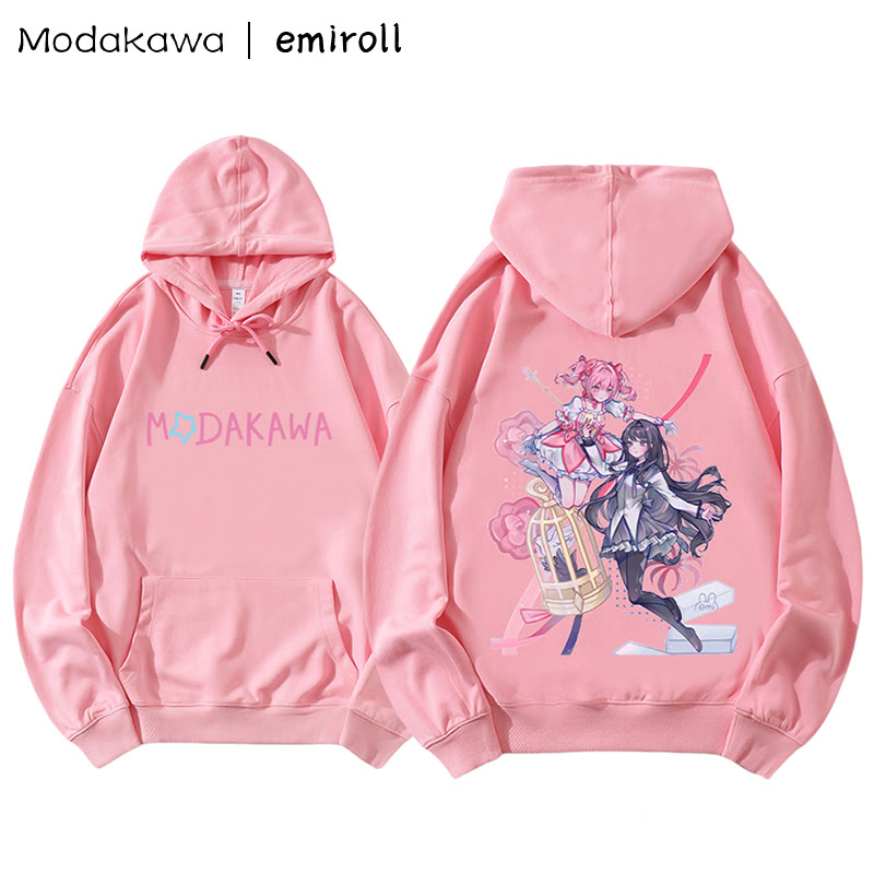 MODAKAWA X emiroll – Lockerer Hoodie mit Madoka-Homura-Print - Pink A - 5XL - image 4