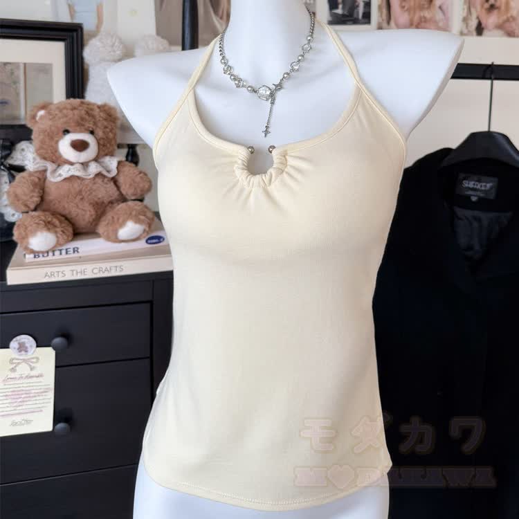 Rückenfreies Neckholder-Top mit Schmetterlingskette - Gelb - One Size - image 16