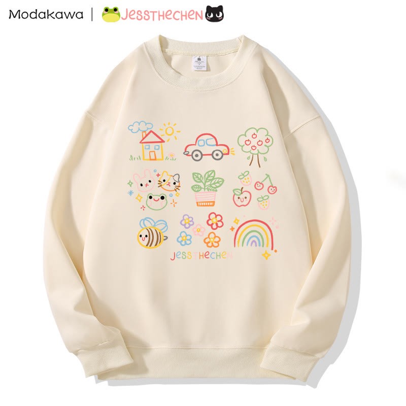 MODAKAWA X jessthechen Sweatshirt mit Rundhalsausschnitt und Linienzeichnungsprint - Apricot A - 3XL - image 4