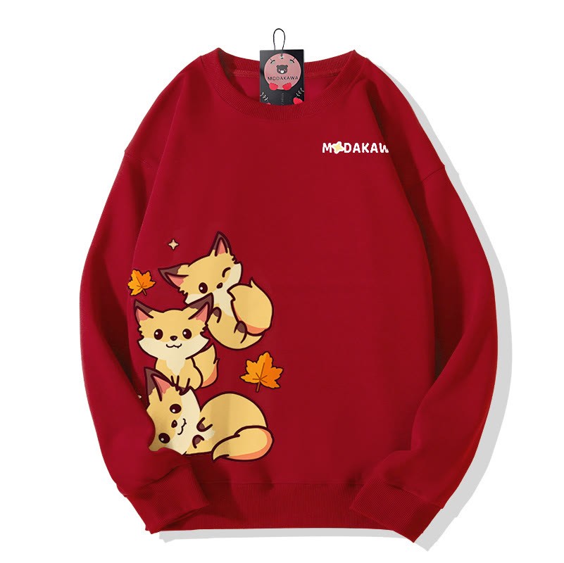 MODAKAWA Sweatshirt mit gestapeltem Fuchs-Grafik - Red - 5XL - image 5