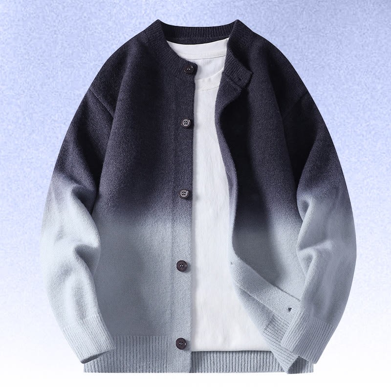 Zweiteiliger Cardigan mit Farbverlauf und Cordhose - Grey Sweater - 4XL - image 10