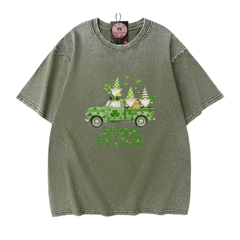 St. Pakrit-Tag – VIEL GLÜCK – Autografik – Modakawa Vintage-T-Shirt aus 100 % Baumwolle - Green - 5XL - image 8