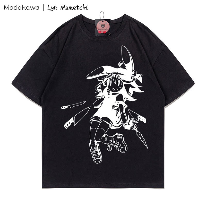 MODAKAWA X Lyn Mametchi T-Shirt mit „Knives Fly Toward Girl“-Print - Schwarz - 5XL - image 3