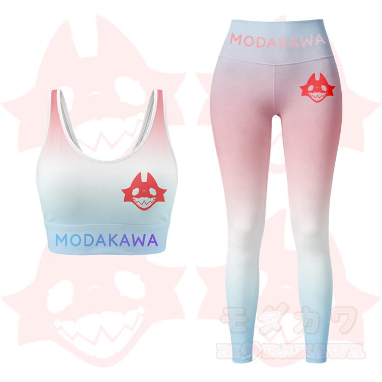 MODAKAWA X TiramisuRat Rat Graphic Gradient Sport-BH-Top Leggings passendes Outfit - Rosa Set - 5XL - image 10