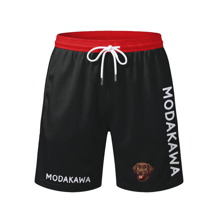 Labrador-Grafik-Sport-T-Shirt, Shorts mit Kordelzug, Modakawa-Passform - Red Shorts - 5XL - image 10