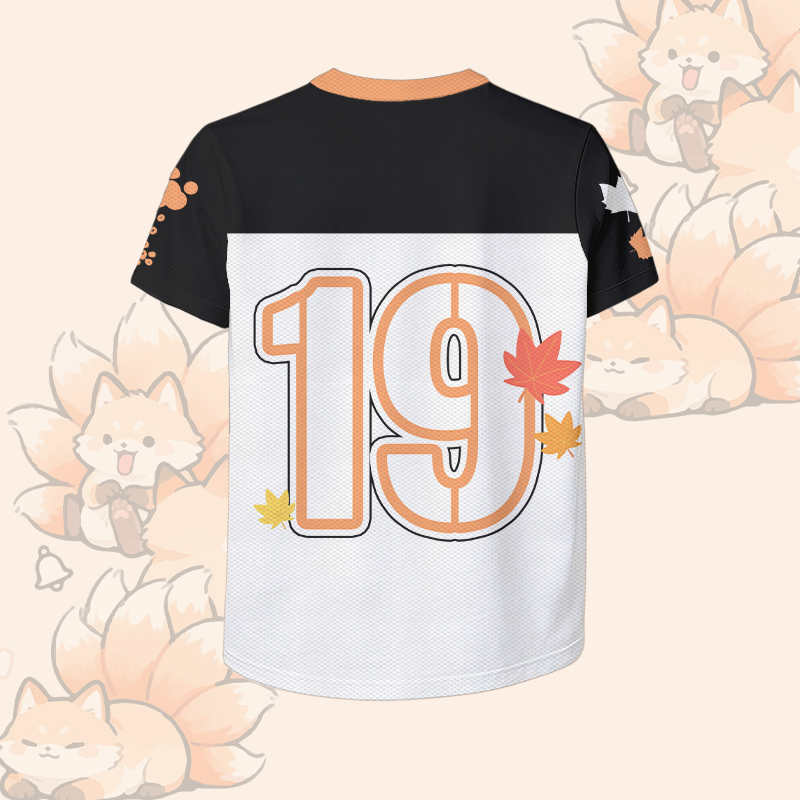 Modakawa Vintage Mesh Jersey T-Shirt mit neunschwänzigem Fuchs-Nummerngrafik - image 4