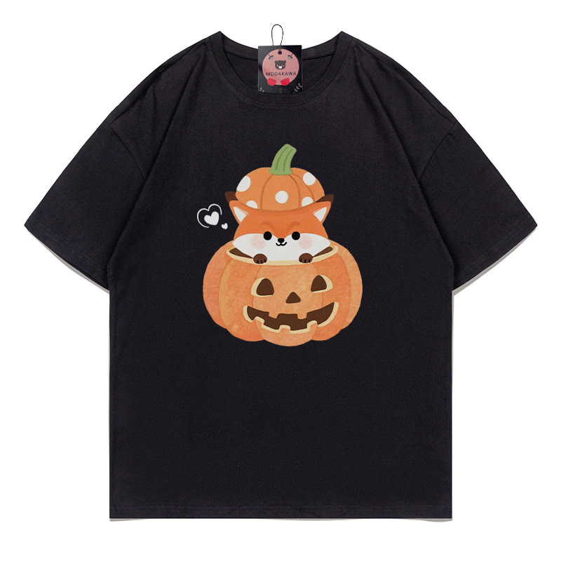 T-Shirt mit Kürbis-Fuchs-Print - Black - 5XL - image 3