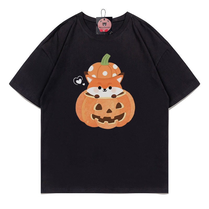 T-Shirt mit Kürbis-Fuchs-Print - Black - 5XL - image 3