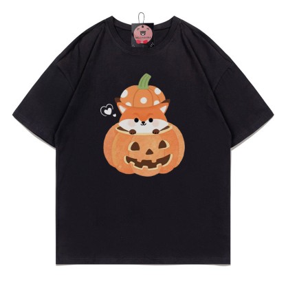 T-Shirt mit Kürbis-Fuchs-Print - Black - 5XL - image 3