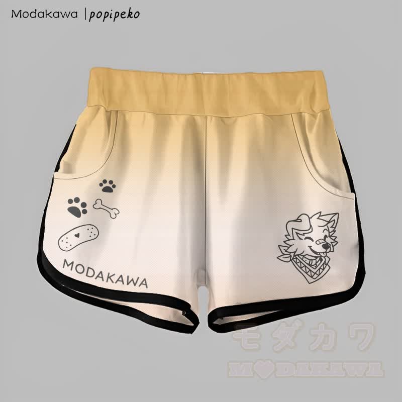 MODAKAWA X popipeko Gradient Smiling Puppy Graphic Shorts - Gelb - 5XL - image 5