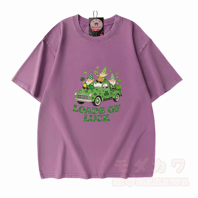 Viel Glück! Auto-T-Shirt mit St. Pakrit-Motiv, Vintage-Waschung, 100 % Baumwolle - Lila - 5XL - image 6