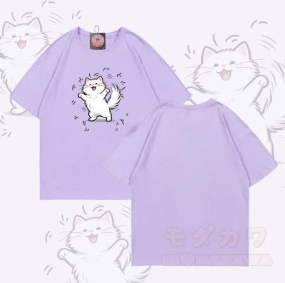 Modakawa T-Shirt mit fröhlichem Katzenmotiv aus 100 % Baumwolle - Lila - 5XL - image 6