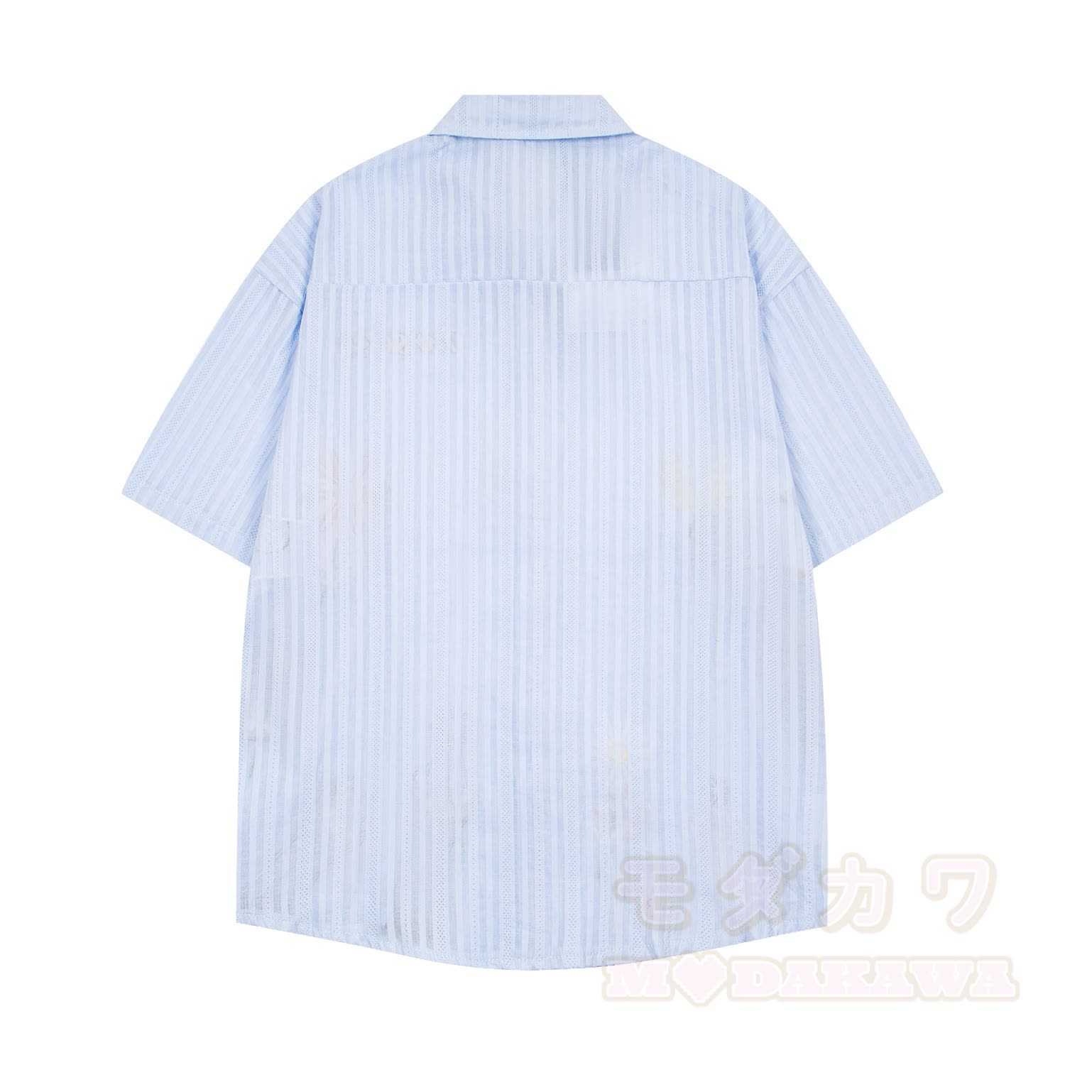Vintage-Hemd mit blauen Streifen, Katzenpfotenstickerei und passendem Krawatten-Set - image 4