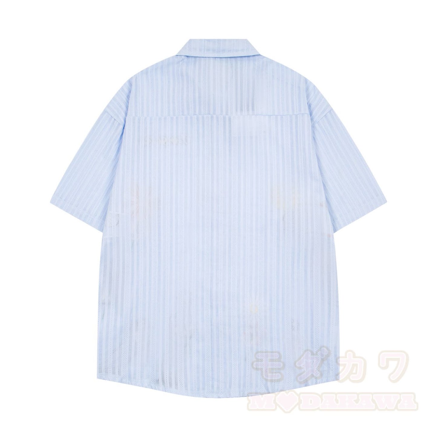Vintage-Hemd mit blauen Streifen, Katzenpfotenstickerei und passendem Krawatten-Set - image 4